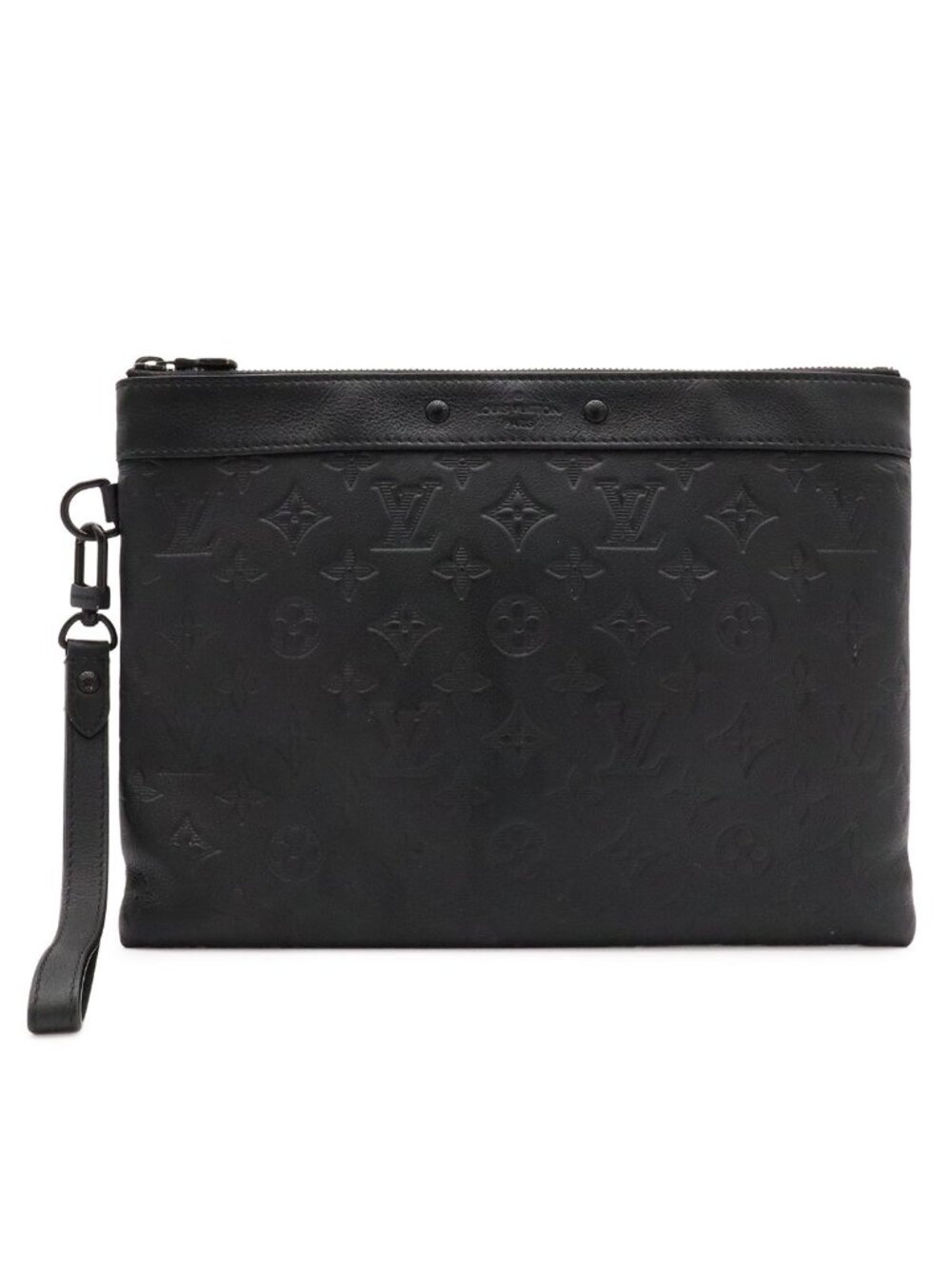 Louis Vuitton Monogram Shadow Pochette to Go Clutch Noir Black